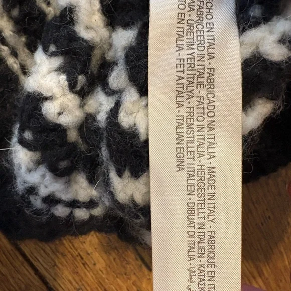 Massimo Dutti Italian Mohair Black & White Stripe Crewneck Open Weave Sweater - Picture 7 of 9